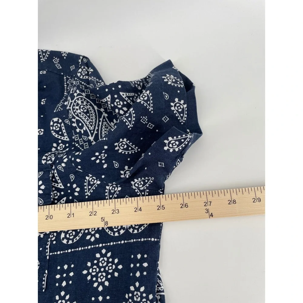 Duluth Trading Co Button Up Shirt Mens XL Blue Bandana Americana‎ Hemp Cotton